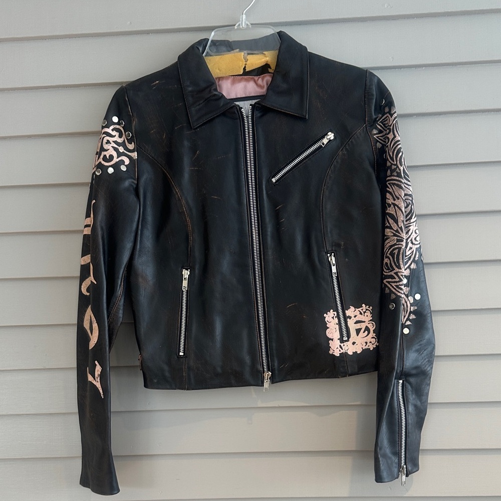 Wilsons Leather Black Jacket with Pink Accents